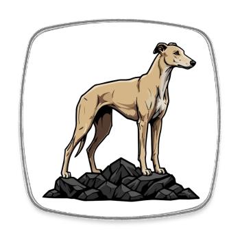 Greyhound Dog on Rock Portrait Sand Greyhound - Square fridge magnet - white - Front