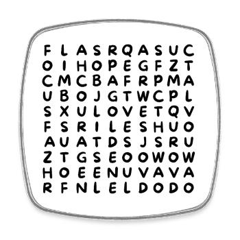 Salade de lettres. Puzzle de lettres. Trouve des mots ! - Magnet carré - blanc - Devant