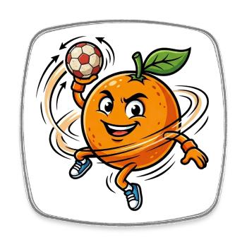 Funny Handball Orange Mascot - Square fridge magnet - white - Front
