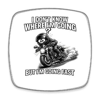 I'm driving fast, destination unclear - Square fridge magnet - white - Front