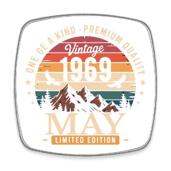 Vintage May 1969 Birthday May 1969 - Square fridge magnet - white - Front