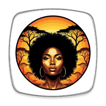 Afro-Portraet im Sonnenuntergang-Safari - Viereckiger Kühlschrankmagnet - Weiß - Vorne