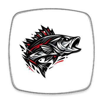 Red Perch - Viereckiger Kühlschrankmagnet - Weiß - Vorne