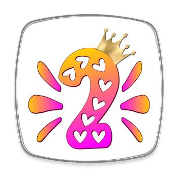 Two Crowns - 2nd Children's Birthday Party - Square fridge magnet - white - Front