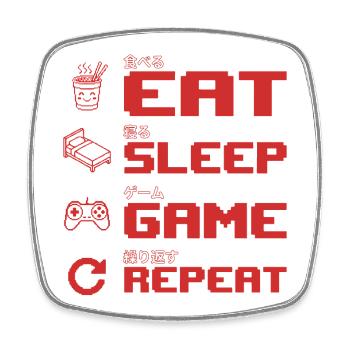 Eat, Sleep, Game, Repeat - Gaming Quote T-Shirt - Square fridge magnet - white - Front