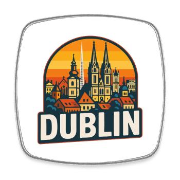 Dublin Ireland Retro Sunset Skyline Design - Magnet carré - blanc - Devant