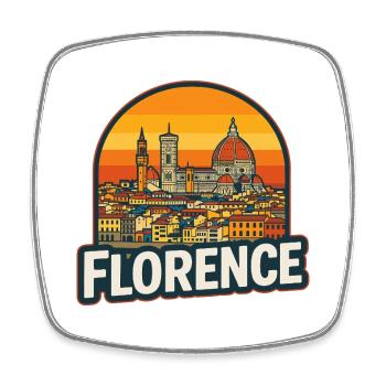 Florence, Italie, Art rétro de la silhouette du coucher de soleil - Magnet carré - blanc - Devant