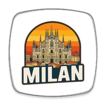Milan Skyline Retro Sunset Duomo Design - Magnet carré - blanc - Devant