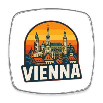 Vienna Skyline Retro Sunset Vintage Art - Square fridge magnet - white - Front