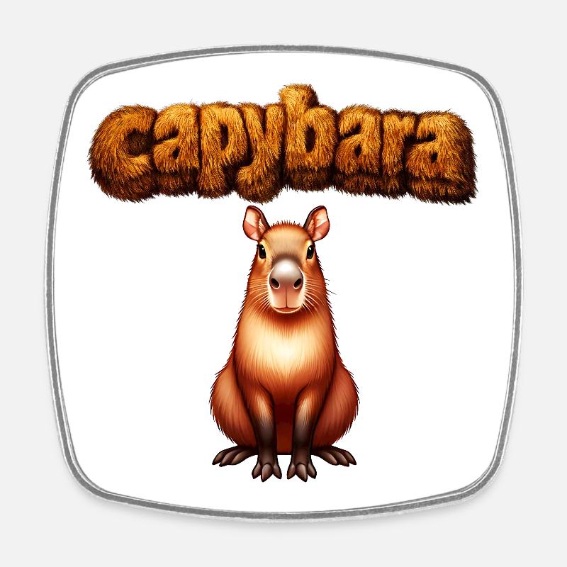 Œuvres d’art du capybara poilue - Magnet carré - blanc