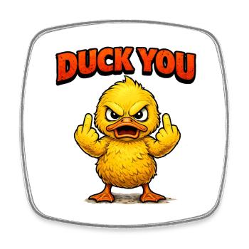 Canard, espèce de canard drôle de dessin animé - Magnet carré - blanc - Devant