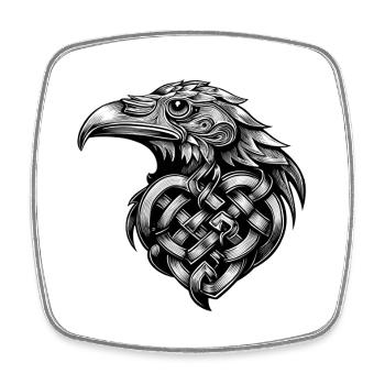 Adler-Illustration Schwarzer Tattoo-Stil - Viereckiger Kühlschrankmagnet - Weiß - Vorne