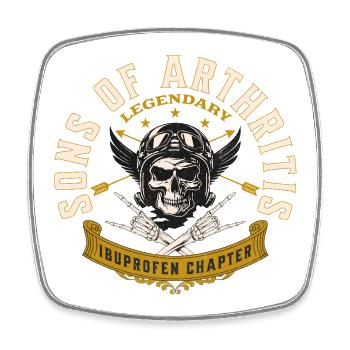 Cycliste du chapitre Ibuprofène Sons of Arthritis - Magnet carré - blanc - Devant