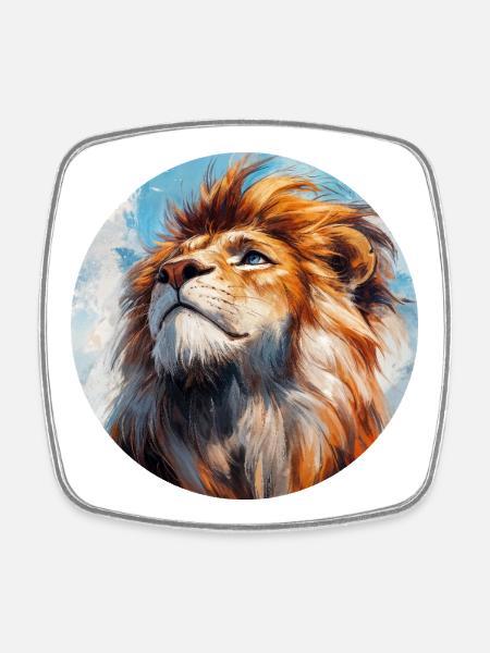 Design de Lion - Square fridge magnet - white