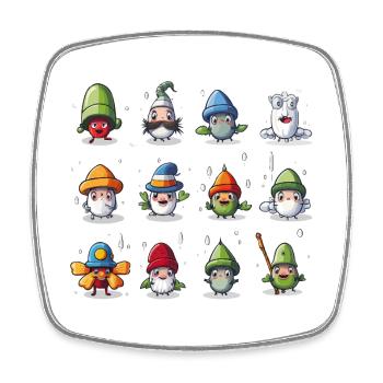 Colorful Gnomes Collection - Square fridge magnet - white - Front