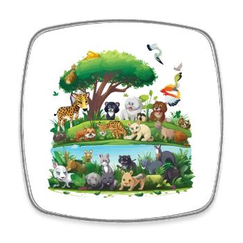 Paradis animalier forestier au bord de la rivière - Magnet carré - blanc - Devant