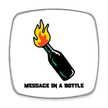 Message in a Bottle – rebellische Stimmung und Rock - Viereckiger Kühlschrankmagnet - Weiß - Vorne