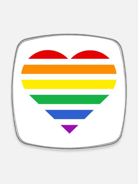 Pride Flag Heart · Classic Rainbow - Square fridge magnet - white