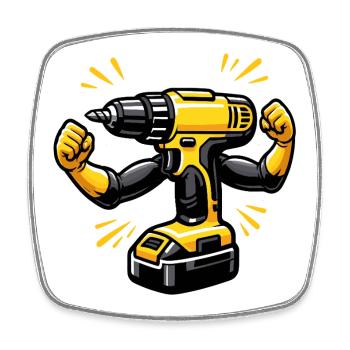 DIY funny cordless drill - Square fridge magnet - white - Front