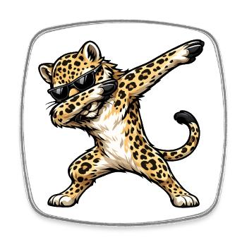 Dabbing Leopard - Viereckiger Kühlschrankmagnet - Weiß - Vorne