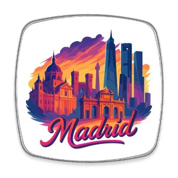 Madrid Skyline: Episch & Tropisch – Modern Art - Viereckiger Kühlschrankmagnet - Weiß - Vorne