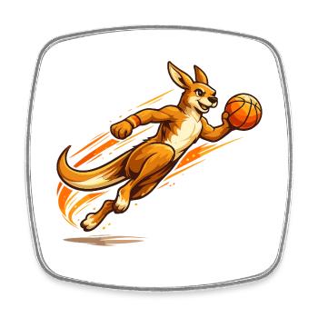 Kangaroo Basket Throw - Square fridge magnet - white - Front
