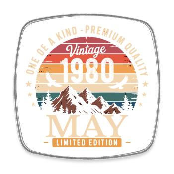 Vintage Mai 1980 Anniversaire Mai 1980 - Magnet carré - blanc - Devant