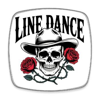 Line Dance – Western Skull Cowboy Tanz - Square fridge magnet - white - Front