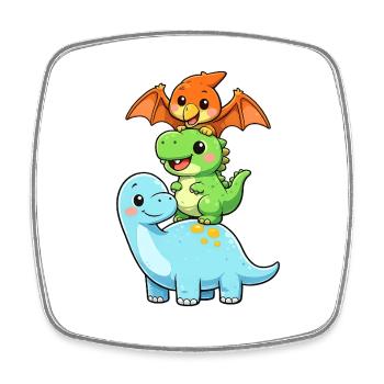 Brontosaurus T-Rex Pterodactyl - Square fridge magnet - white - Front