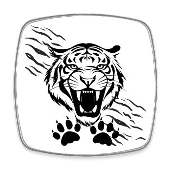 Gebogene Schatten und Tiger - Viereckiger Kühlschrankmagnet - Weiß - Vorne
