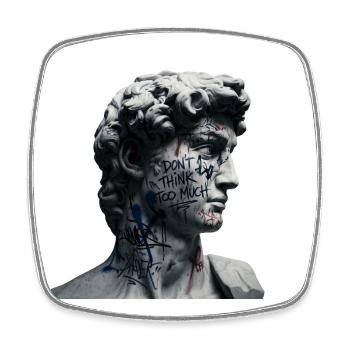 Don't Think Too Much Graffiti-David - Square fridge magnet - white - Front