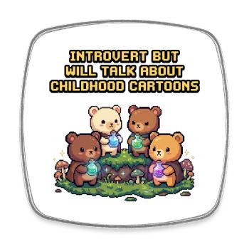 Introvert trifft Kindheitscartoons - Viereckiger Kühlschrankmagnet - Weiß - Vorne