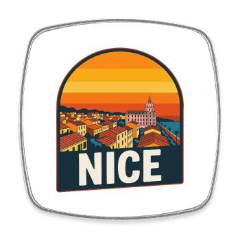 Nice French Riviera Retro Sunset Design - Square fridge magnet - white - Front