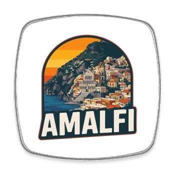 Amalfi Coast Retro Sunset Vintage Design - Square fridge magnet - white - Front