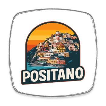 Positano Amalfi Coast Retro Sunset Design - Square fridge magnet - white - Front