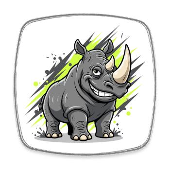 Grinning Rhino Graffiti Style - Square fridge magnet - white - Front