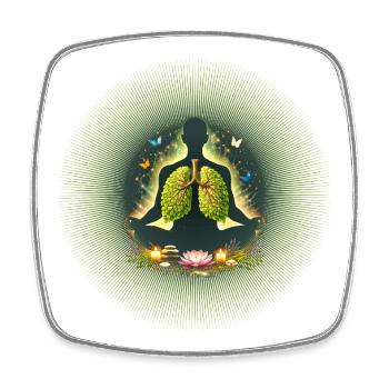 Meditation Breath Power Nature Lung Mandala - Square fridge magnet - white - Front
