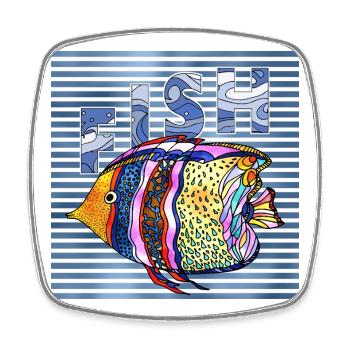 poisson - Magnet carré - blanc - Devant