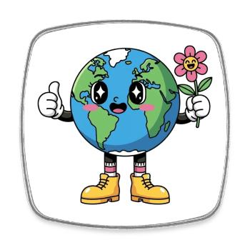 T-shirt Planète Terre Souriante Cadeaux  - Magnet carré - blanc - Devant
