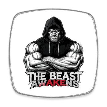 Beast Awakens Hooded Power - Square fridge magnet - white - Front