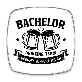 Bachelor Drinking Team - JGA Groom Support Squad - Viereckiger Kühlschrankmagnet - Weiß - Vorne