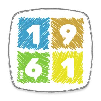 65. Écussons de Farbige du Geburtstag depuis 05/1961 - Magnet carré - blanc - Devant