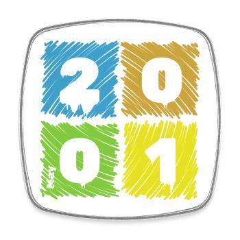 25. Geburtstag Farbige Patches since 05/2001 - Square fridge magnet - white - Front