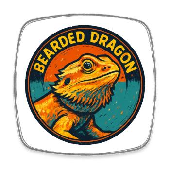 Vintage-Bartagrache Pogona Rundabzeichen - Viereckiger Kühlschrankmagnet - Weiß - Vorne