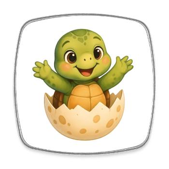 Small turtle hatching - Square fridge magnet - white - Front