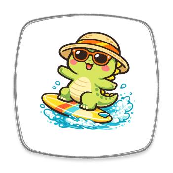 Sonnige Surf-Schildkröte - Viereckiger Kühlschrankmagnet - Weiß - Vorne