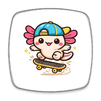 Axolotl Kawaii Skate-Flügel Wesen  - Viereckiger Kühlschrankmagnet - Weiß - Vorne