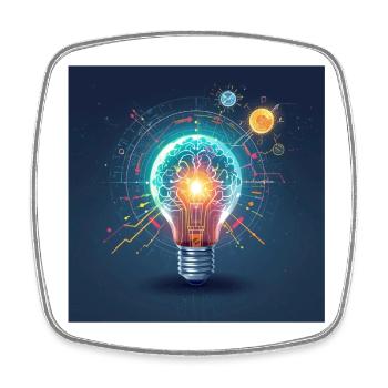 Neon Brain Lamp Innovation - Square fridge magnet - white - Front