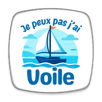 Voile et humour bateau - Magnet carré - blanc - Devant