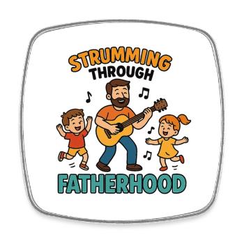 Gratter à travers la chemise de papa guitare de père - Magnet carré - blanc - Devant